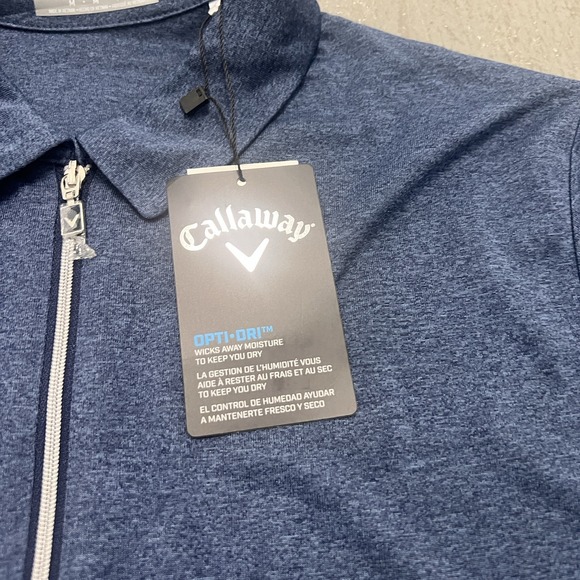Callaway Women's Medium Navy Opti-Dri 1/4 Zip Golf Short Sleeve‎ Polo Shirt - Picture 2 of 4
